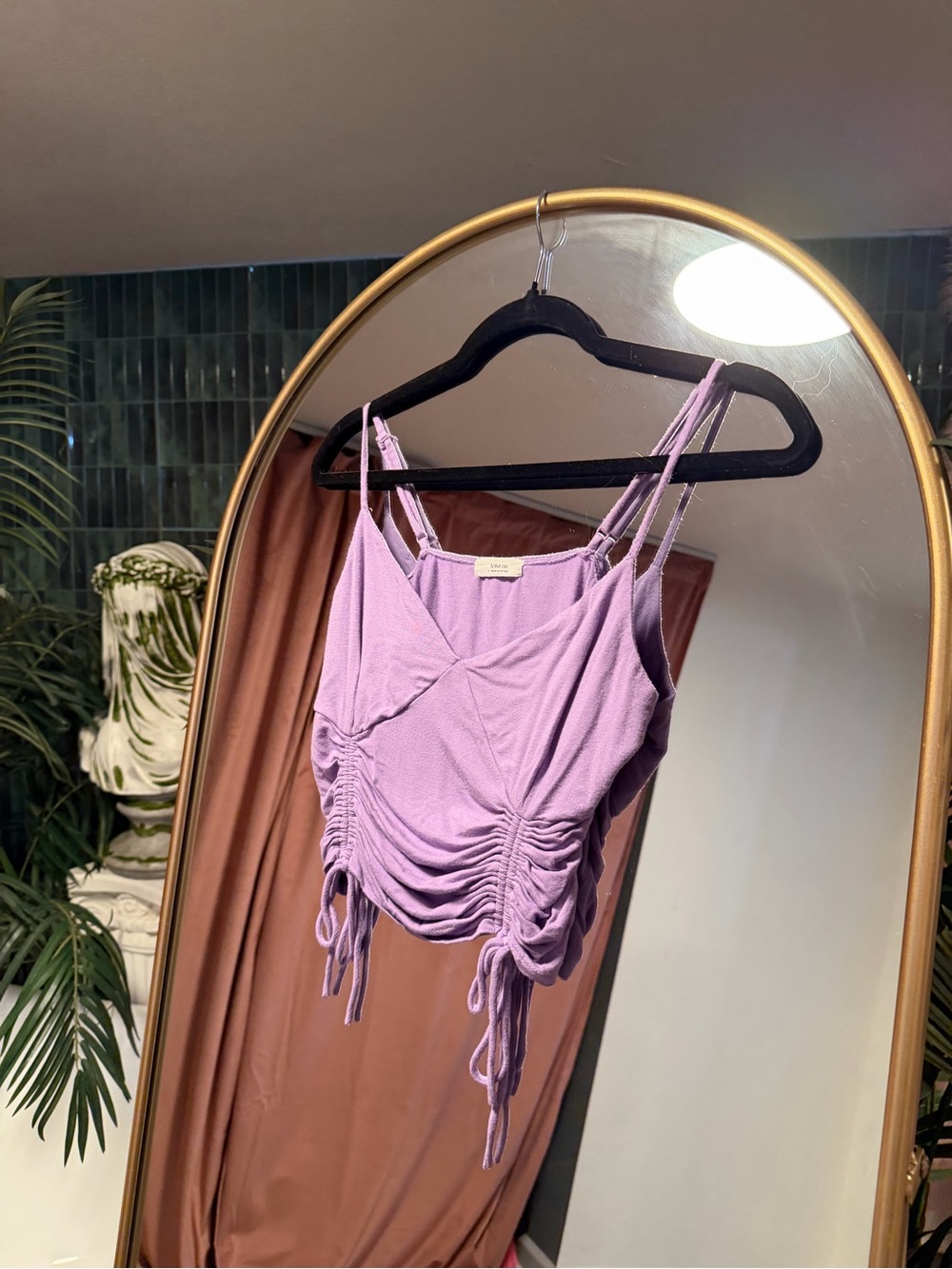 Lavender Ruched Drawstring Cami Top - Women